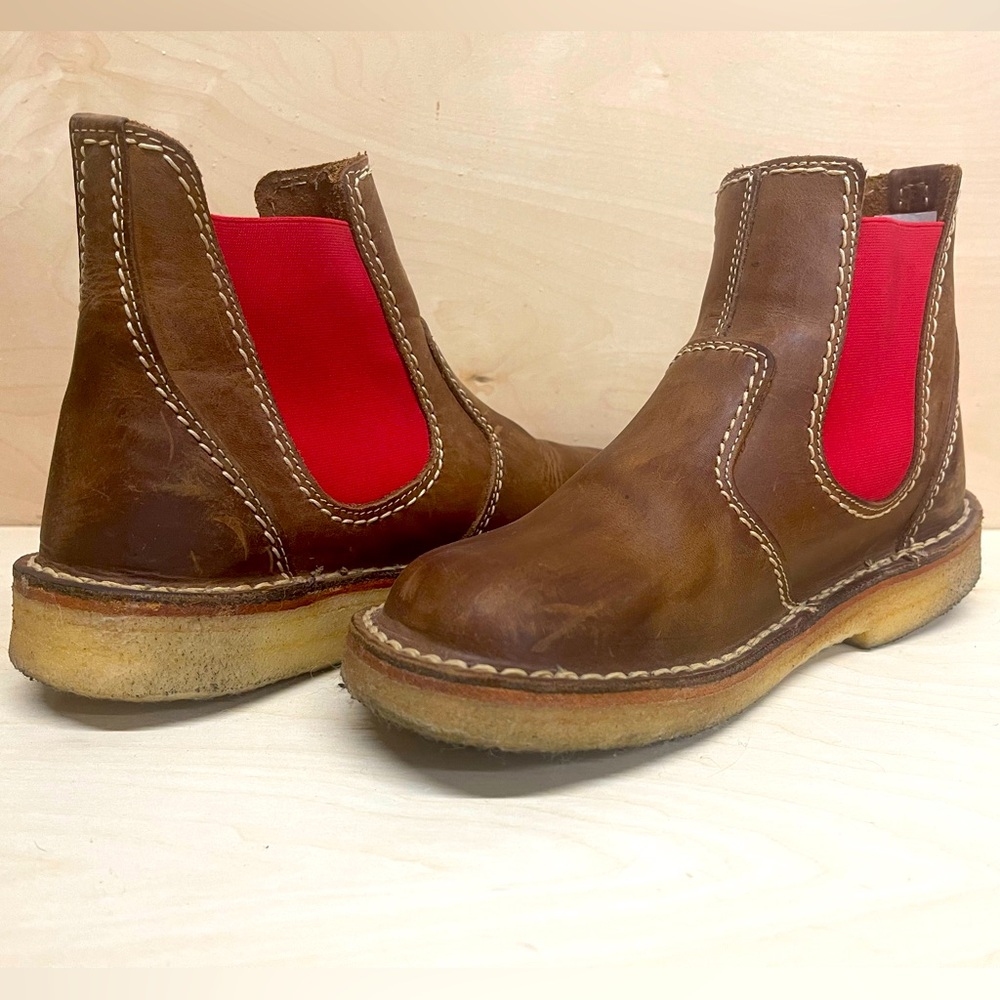 Duckfeet Danish brown w/ red pull on leather boots wmns size 7/7.5 or euro sz 38